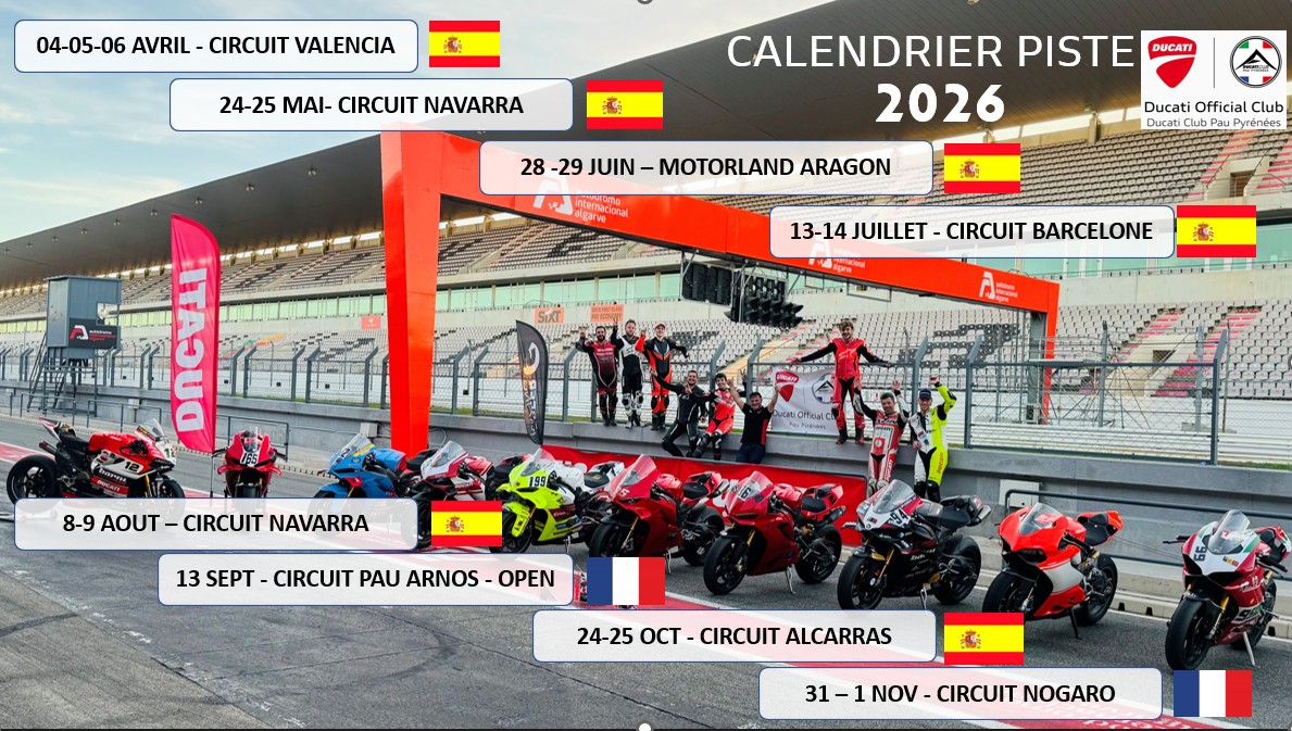 Calendrier piste 2026